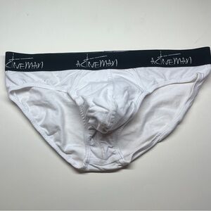 Active Man White Briefs with Black Waistband